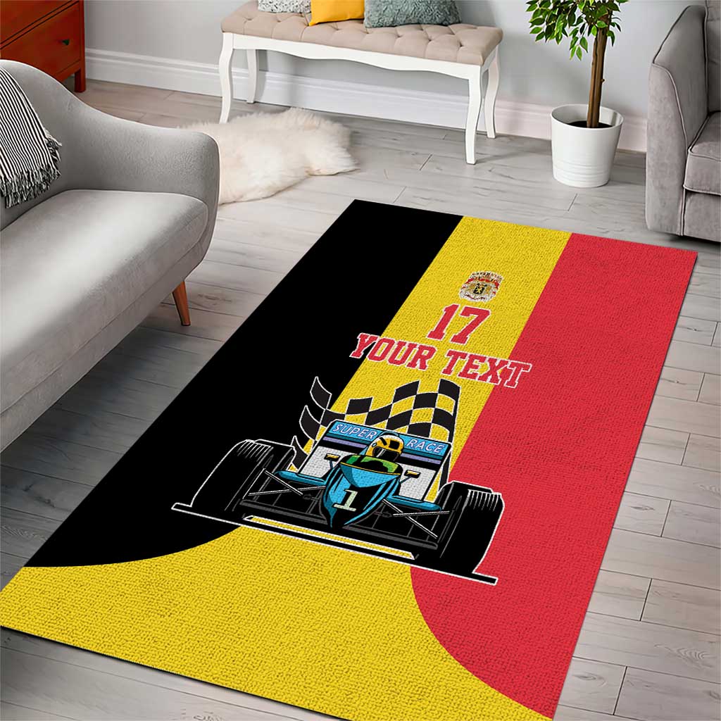 Custom Belgium Formula One Area Rug Motorsport with Flag F1 World Championship