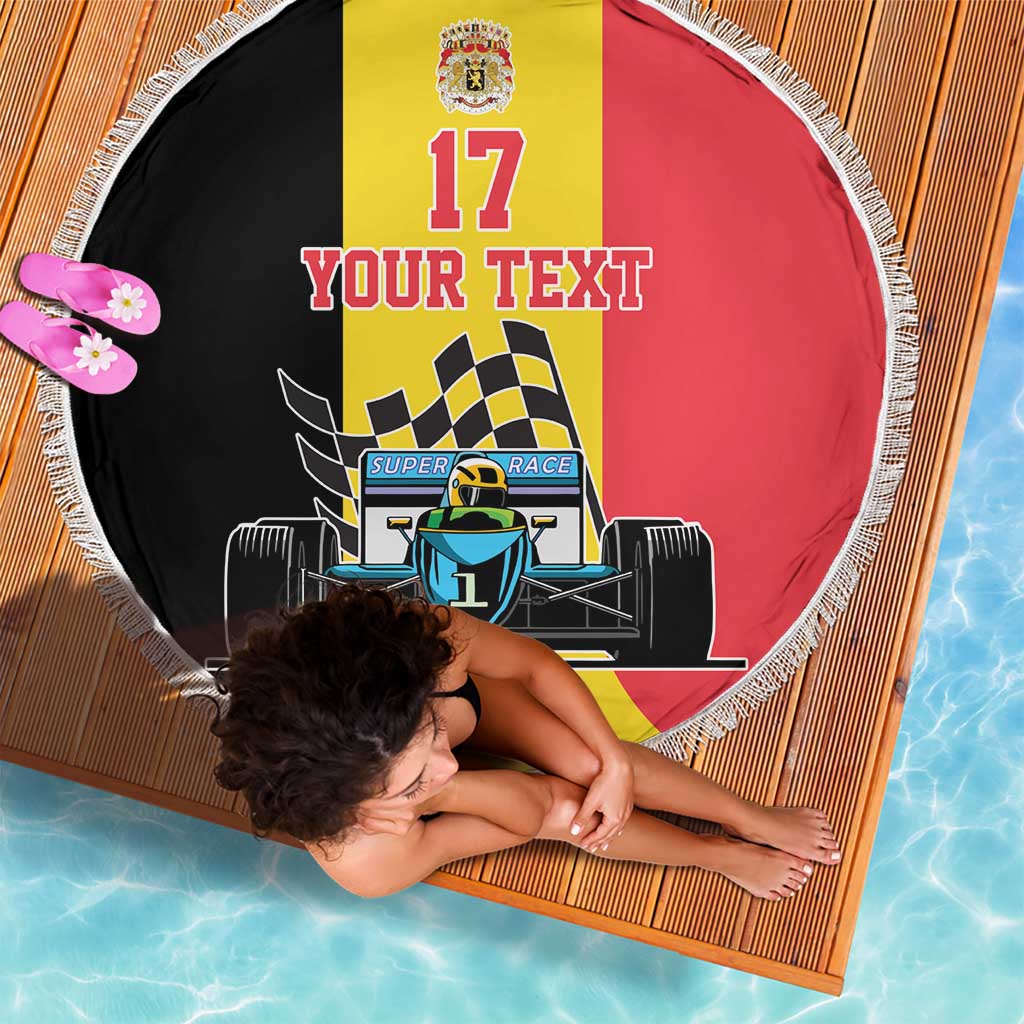 Custom Belgium Formula One Beach Blanket Motorsport with Flag F1 World Championship
