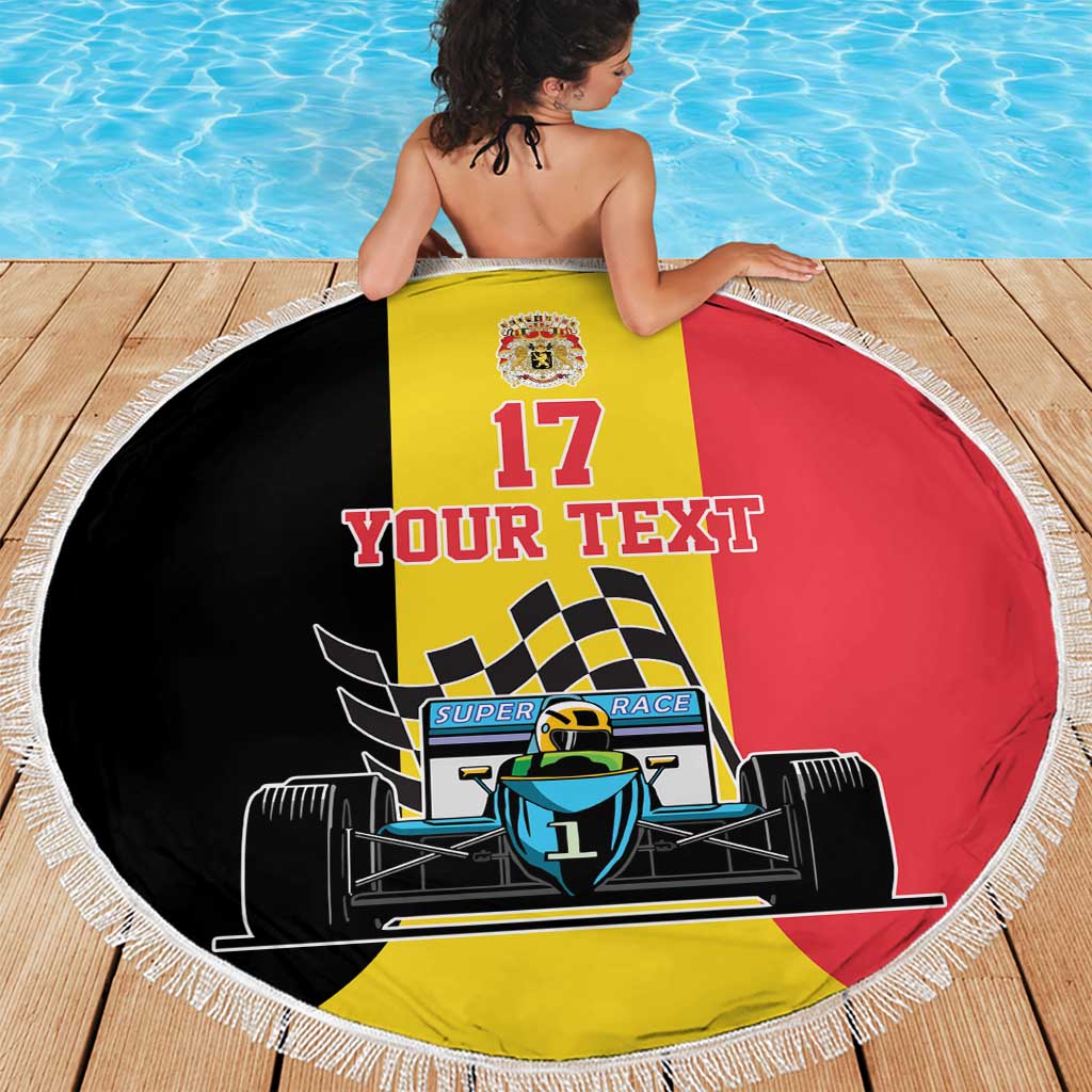 Custom Belgium Formula One Beach Blanket Motorsport with Flag F1 World Championship