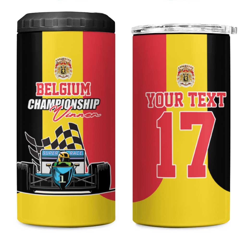 Custom Belgium Formula One 4 in 1 Can Cooler Tumbler Motorsport with Flag F1 World Championship