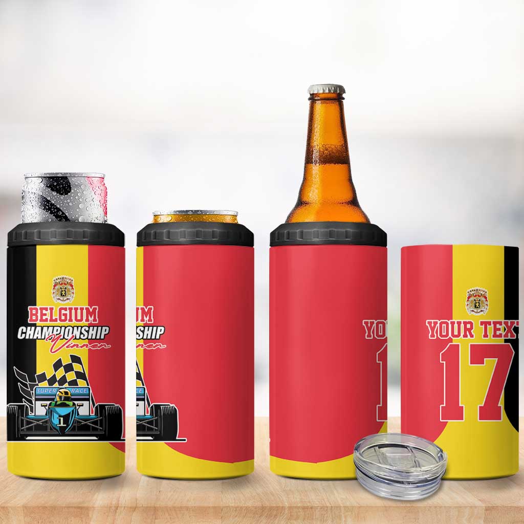 Custom Belgium Formula One 4 in 1 Can Cooler Tumbler Motorsport with Flag F1 World Championship
