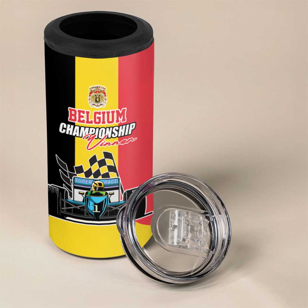 Custom Belgium Formula One 4 in 1 Can Cooler Tumbler Motorsport with Flag F1 World Championship