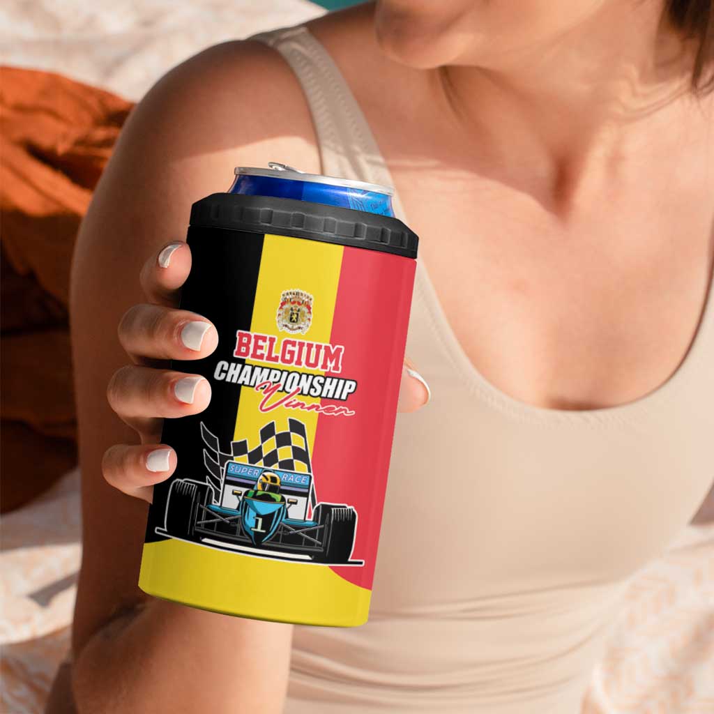 Custom Belgium Formula One 4 in 1 Can Cooler Tumbler Motorsport with Flag F1 World Championship
