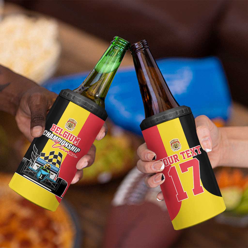 Custom Belgium Formula One 4 in 1 Can Cooler Tumbler Motorsport with Flag F1 World Championship