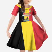 Custom Belgium Formula One Family Matching Off Shoulder Maxi Dress and Hawaiian Shirt Motorsport with Flag F1 World Championship