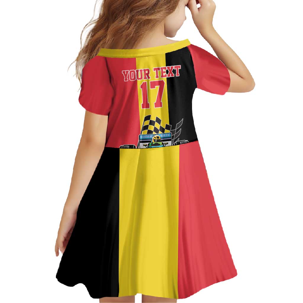 Custom Belgium Formula One Family Matching Off Shoulder Maxi Dress and Hawaiian Shirt Motorsport with Flag F1 World Championship