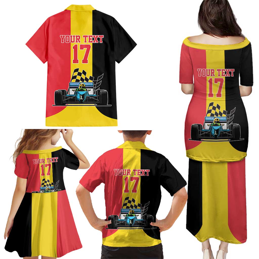 Custom Belgium Formula One Family Matching Puletasi and Hawaiian Shirt Motorsport with Flag F1 World Championship