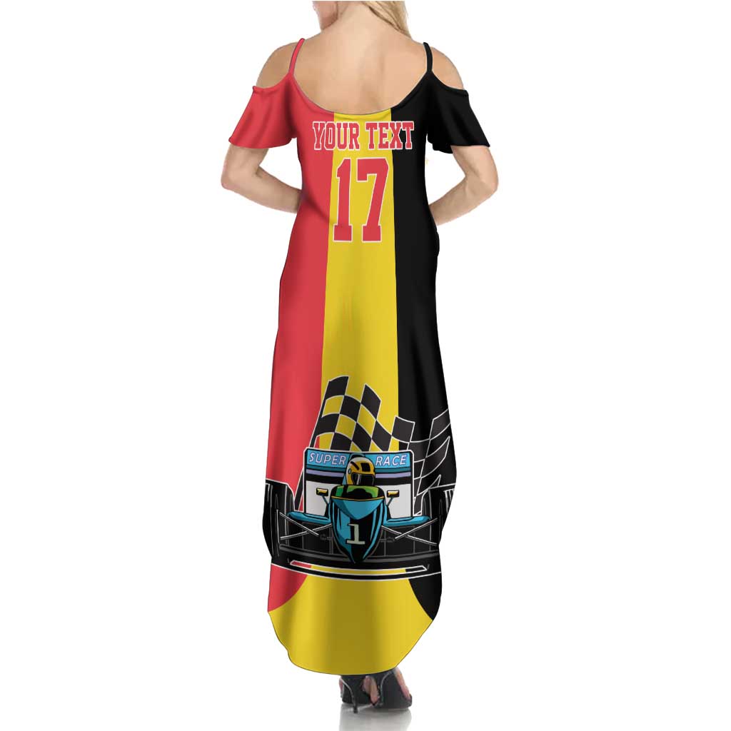 Custom Belgium Formula One Family Matching Summer Maxi Dress and Hawaiian Shirt Motorsport with Flag F1 World Championship