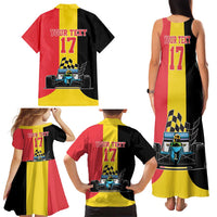 Custom Belgium Formula One Family Matching Tank Maxi Dress and Hawaiian Shirt Motorsport with Flag F1 World Championship