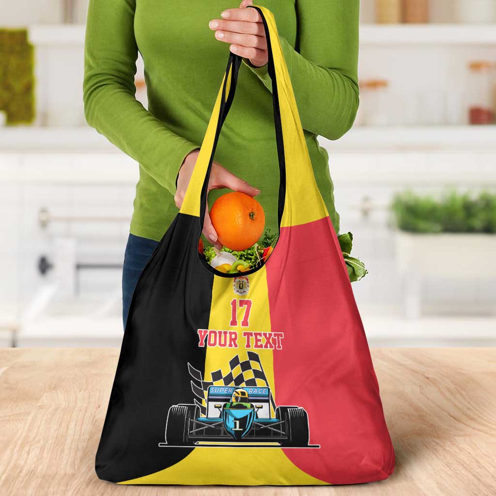 Custom Belgium Formula One Grocery Bag Motorsport with Flag F1 World Championship