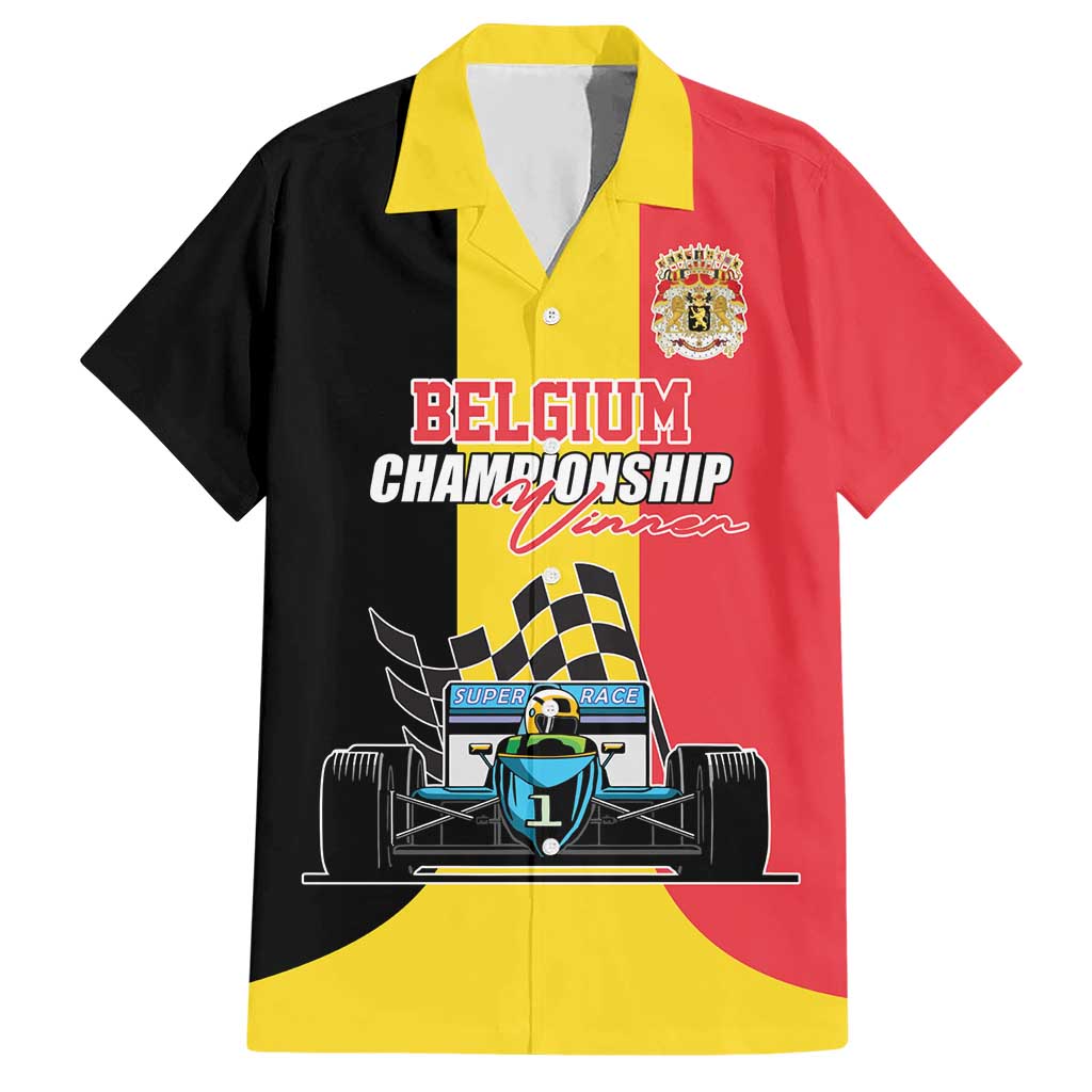 Custom Belgium Formula One Hawaiian Shirt Motorsport with Flag F1 World Championship
