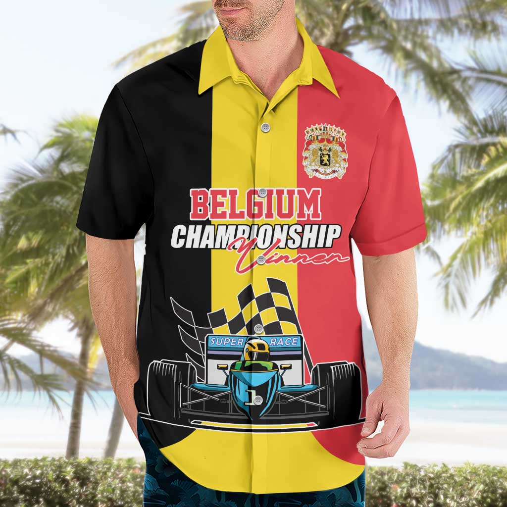 Custom Belgium Formula One Hawaiian Shirt Motorsport with Flag F1 World Championship
