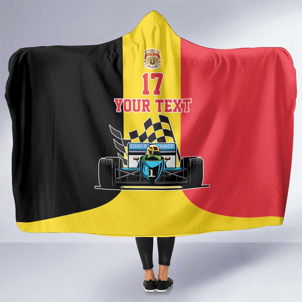 Custom Belgium Formula One Hooded Blanket Motorsport with Flag F1 World Championship