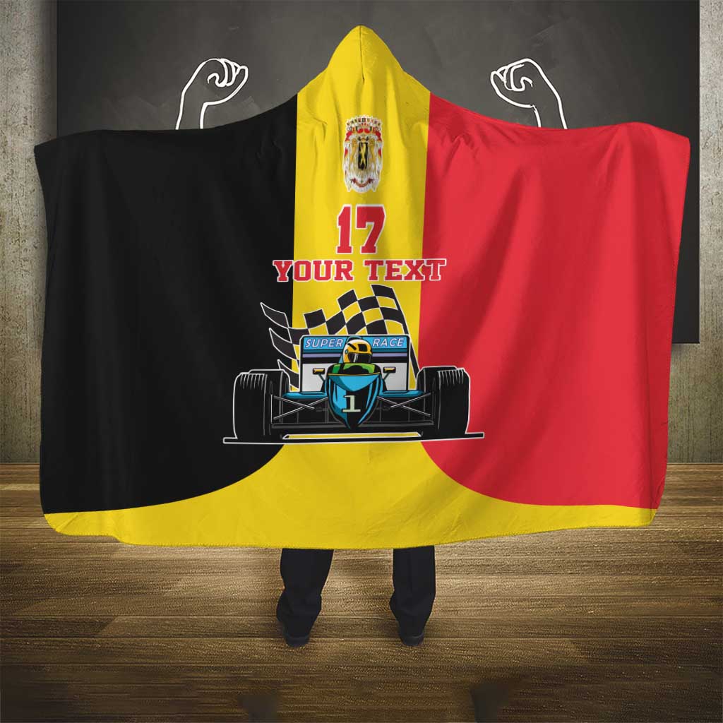 Custom Belgium Formula One Hooded Blanket Motorsport with Flag F1 World Championship