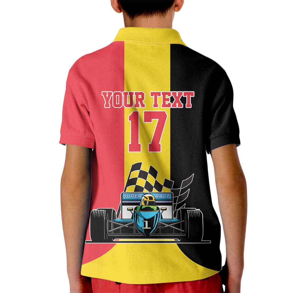Custom Belgium Formula One Kid Polo Shirt Motorsport with Flag F1 World Championship