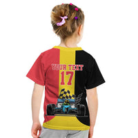 Custom Belgium Formula One Kid T Shirt Motorsport with Flag F1 World Championship