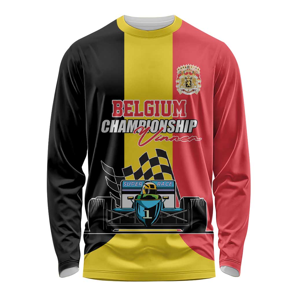 Custom Belgium Formula One Long Sleeve Shirt Motorsport with Flag F1 World Championship