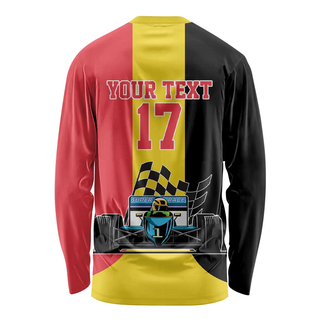 Custom Belgium Formula One Long Sleeve Shirt Motorsport with Flag F1 World Championship