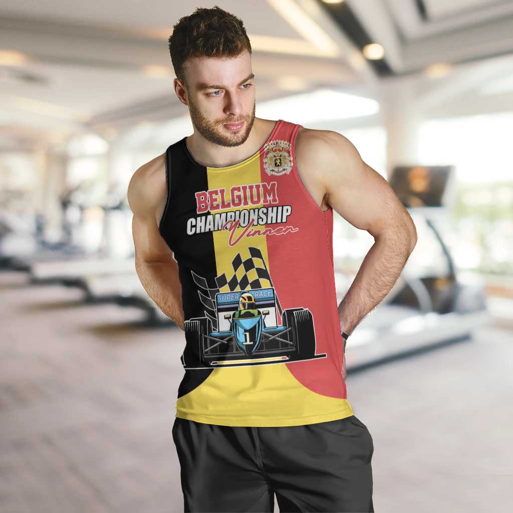 Custom Belgium Formula One Men Tank Top Motorsport with Flag F1 World Championship