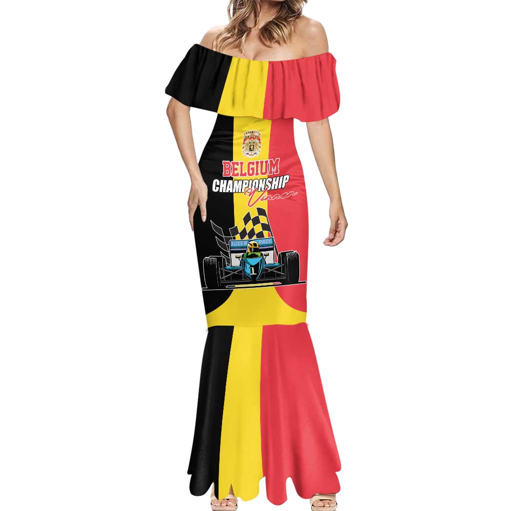 Custom Belgium Formula One Mermaid Dress Motorsport with Flag F1 World Championship