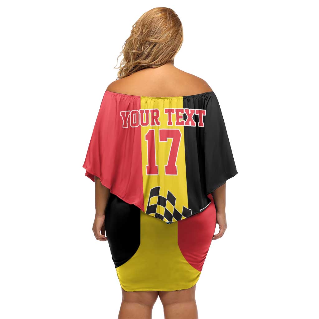 Custom Belgium Formula One Off Shoulder Short Dress Motorsport with Flag F1 World Championship