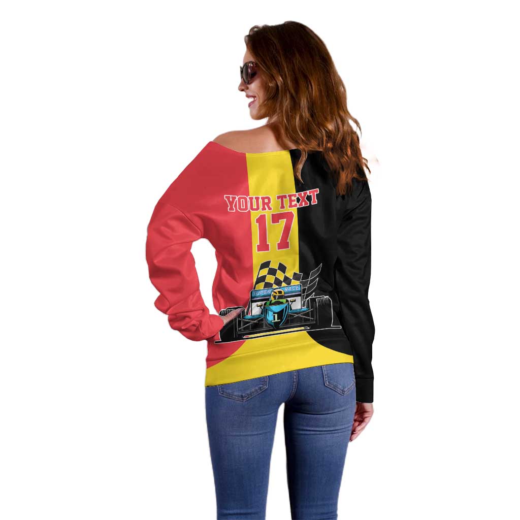 Custom Belgium Formula One Off Shoulder Sweater Motorsport with Flag F1 World Championship
