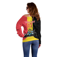 Custom Belgium Formula One Off Shoulder Sweater Motorsport with Flag F1 World Championship