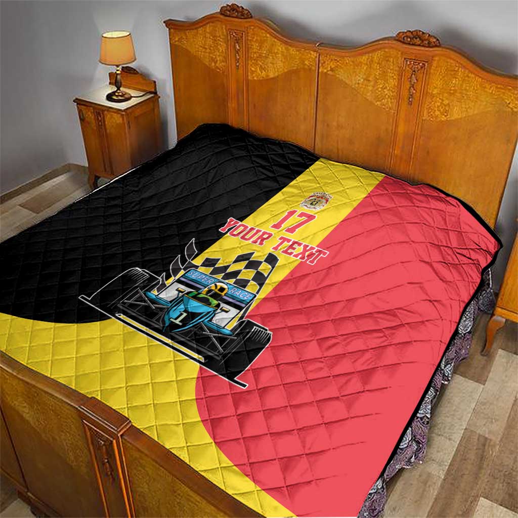 Custom Belgium Formula One Quilt Motorsport with Flag F1 World Championship