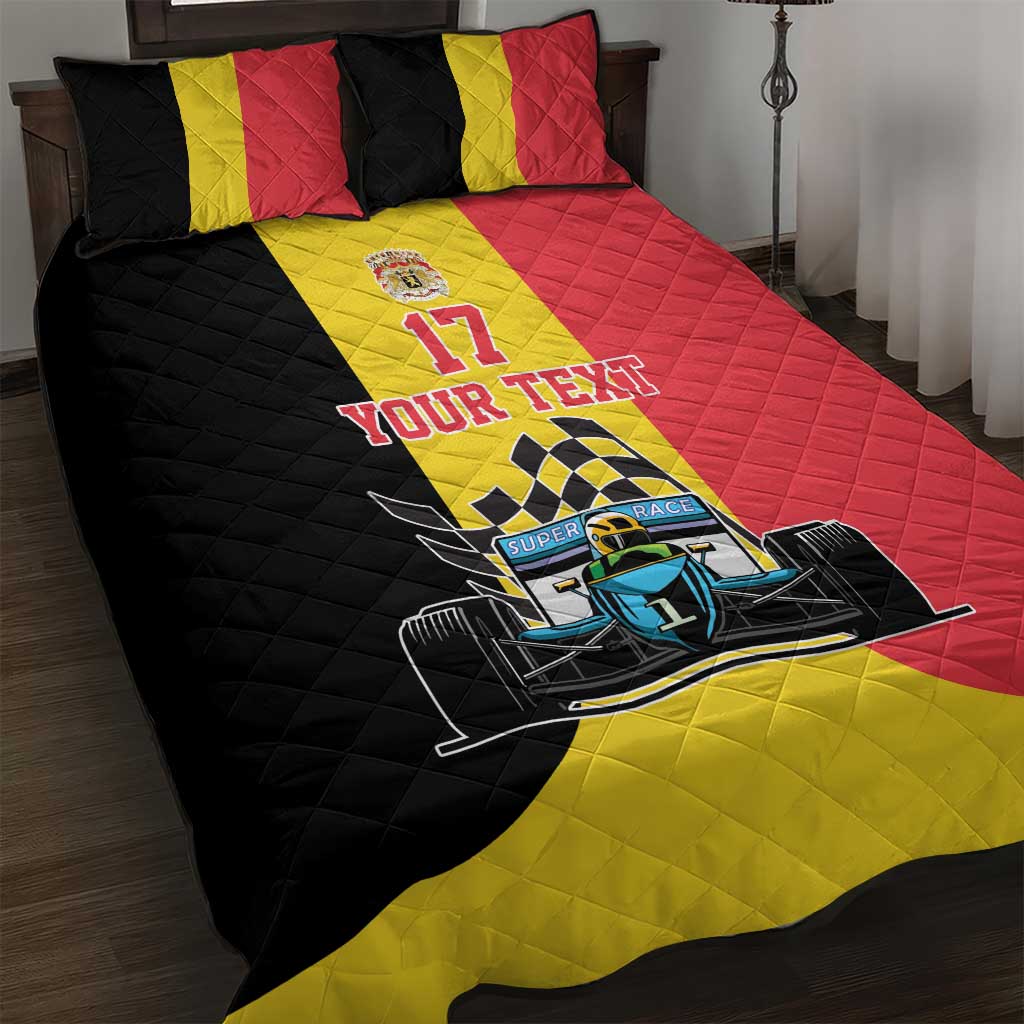 Custom Belgium Formula One Quilt Bed Set Motorsport with Flag F1 World Championship