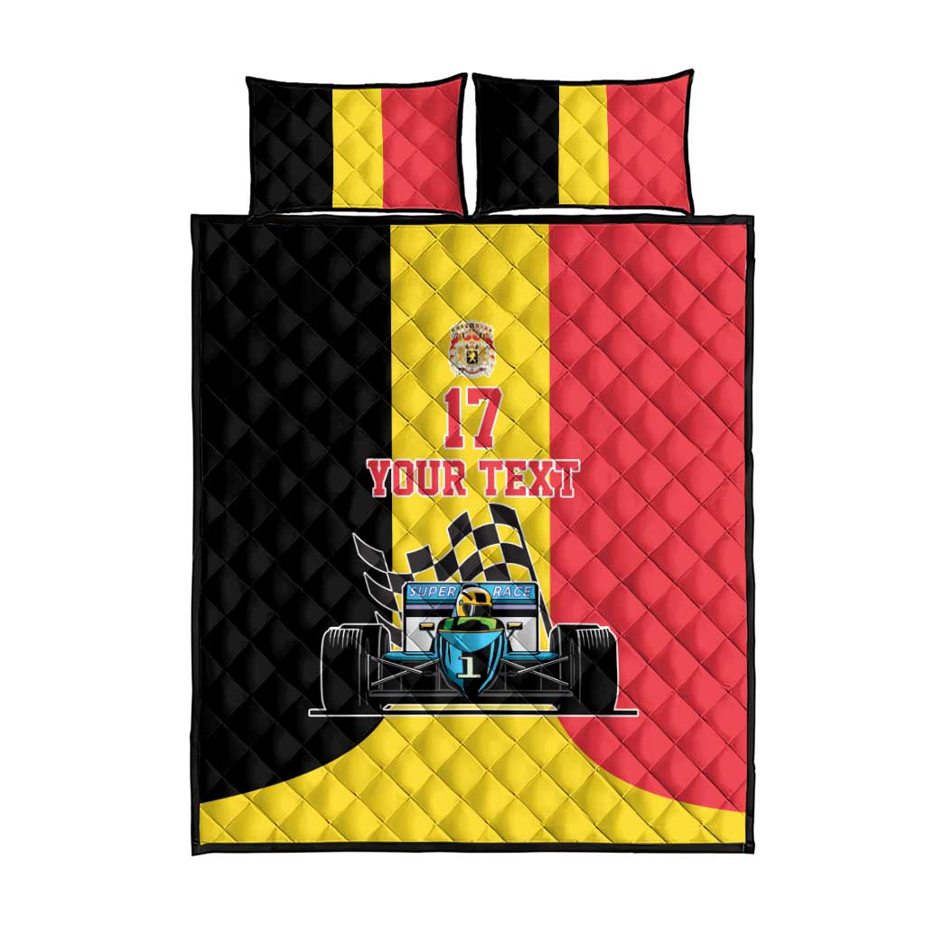 Custom Belgium Formula One Quilt Bed Set Motorsport with Flag F1 World Championship