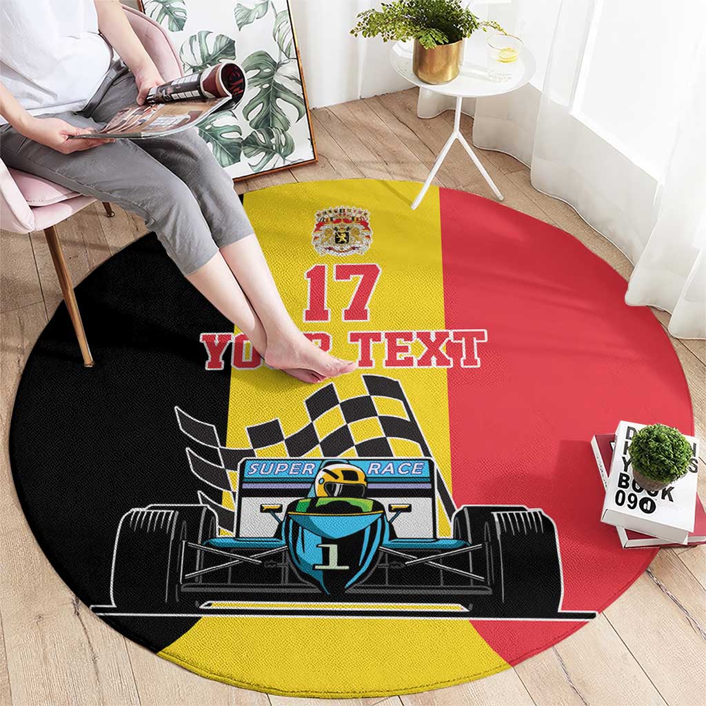 Custom Belgium Formula One Round Carpet Motorsport with Flag F1 World Championship