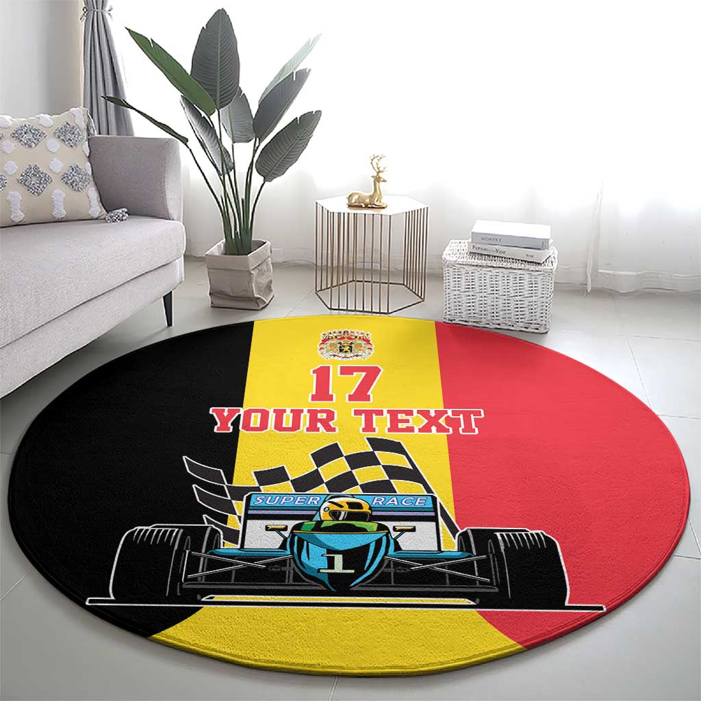 Custom Belgium Formula One Round Carpet Motorsport with Flag F1 World Championship