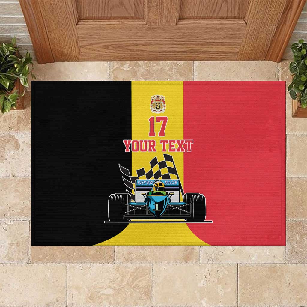 Custom Belgium Formula One Rubber Doormat Motorsport with Flag F1 World Championship