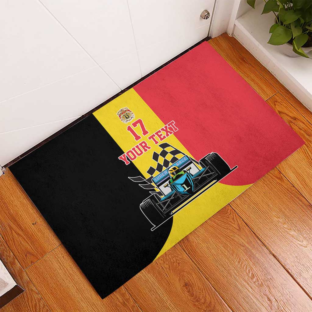 Custom Belgium Formula One Rubber Doormat Motorsport with Flag F1 World Championship