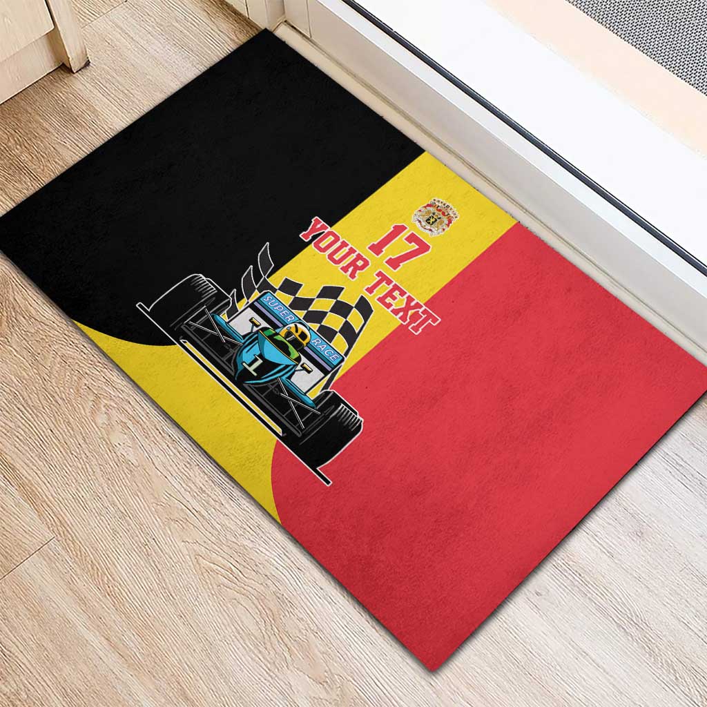 Custom Belgium Formula One Rubber Doormat Motorsport with Flag F1 World Championship