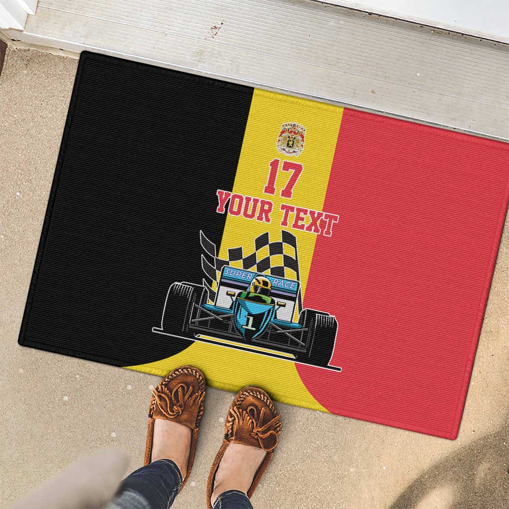 Custom Belgium Formula One Rubber Doormat Motorsport with Flag F1 World Championship