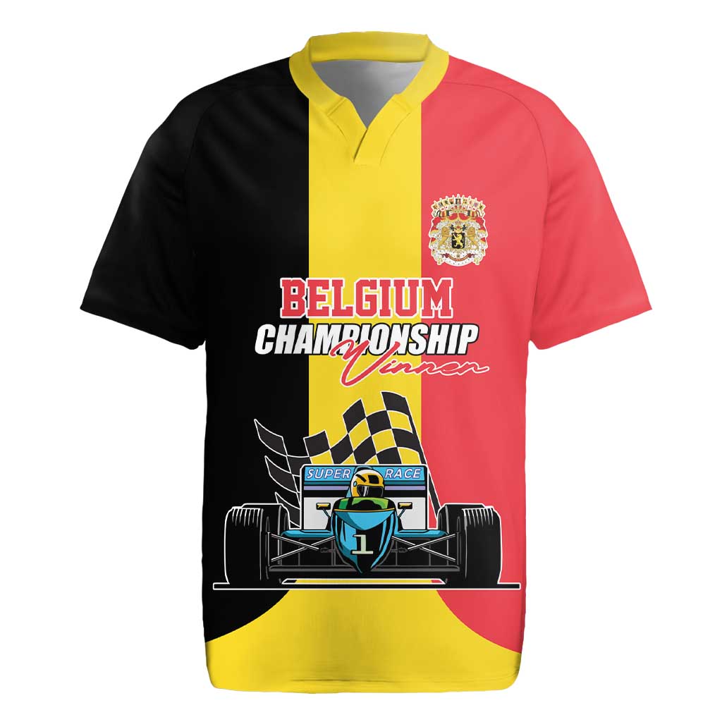 Custom Belgium Formula One Rugby Jersey Motorsport with Flag F1 World Championship