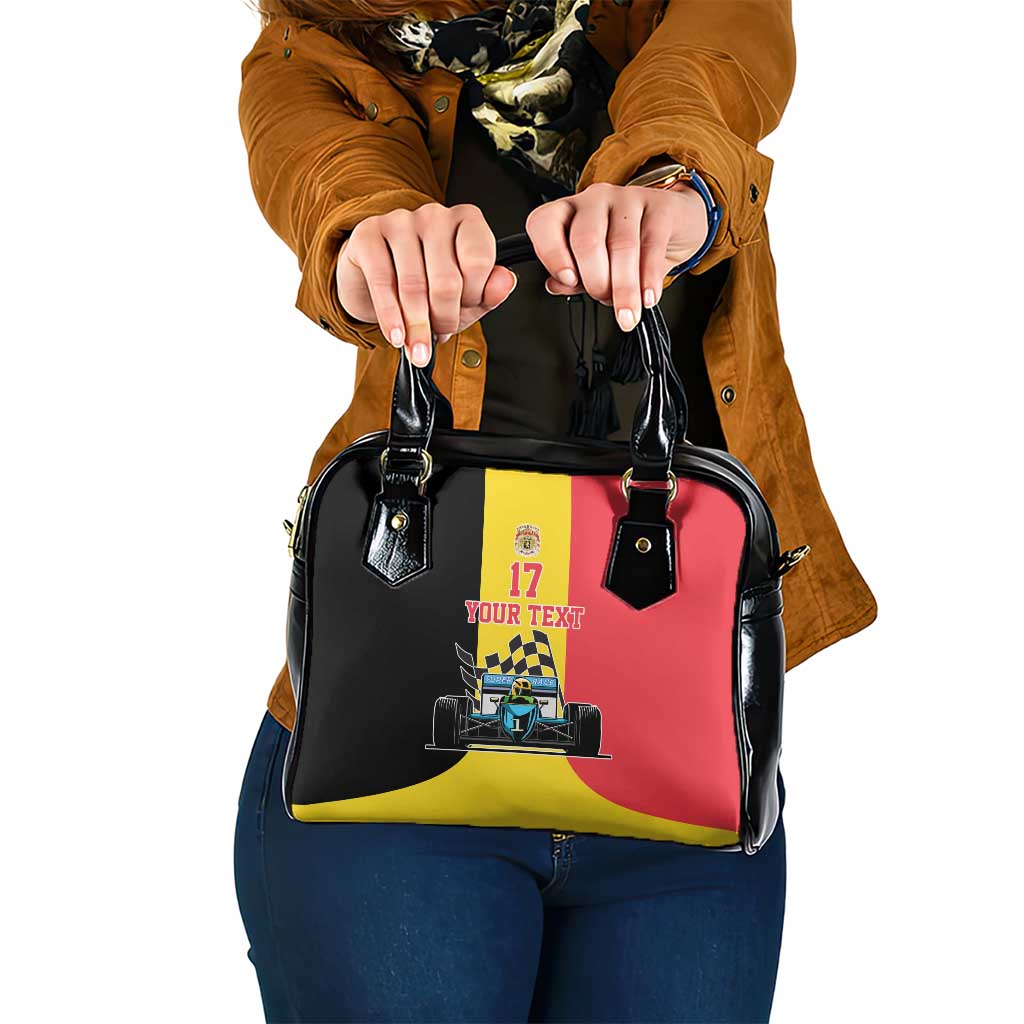 Custom Belgium Formula One Shoulder Handbag Motorsport with Flag F1 World Championship