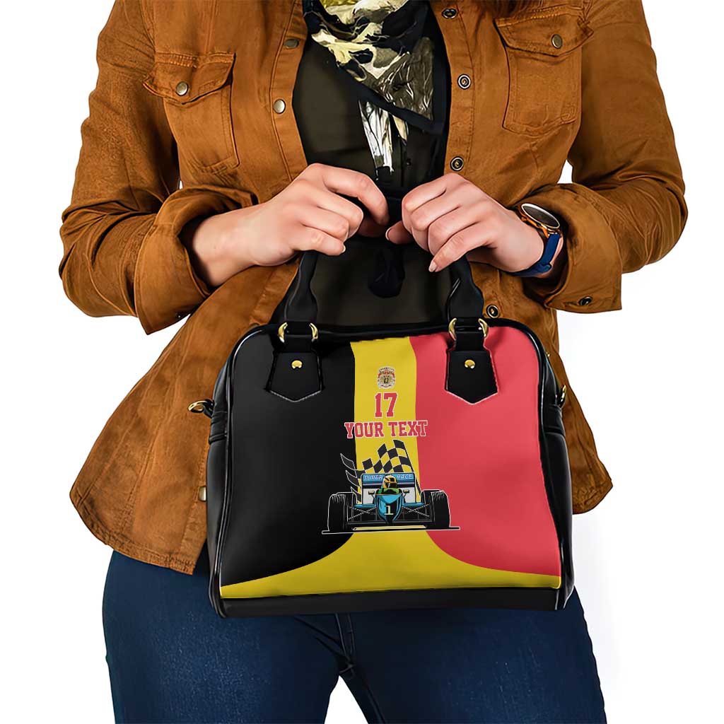 Custom Belgium Formula One Shoulder Handbag Motorsport with Flag F1 World Championship