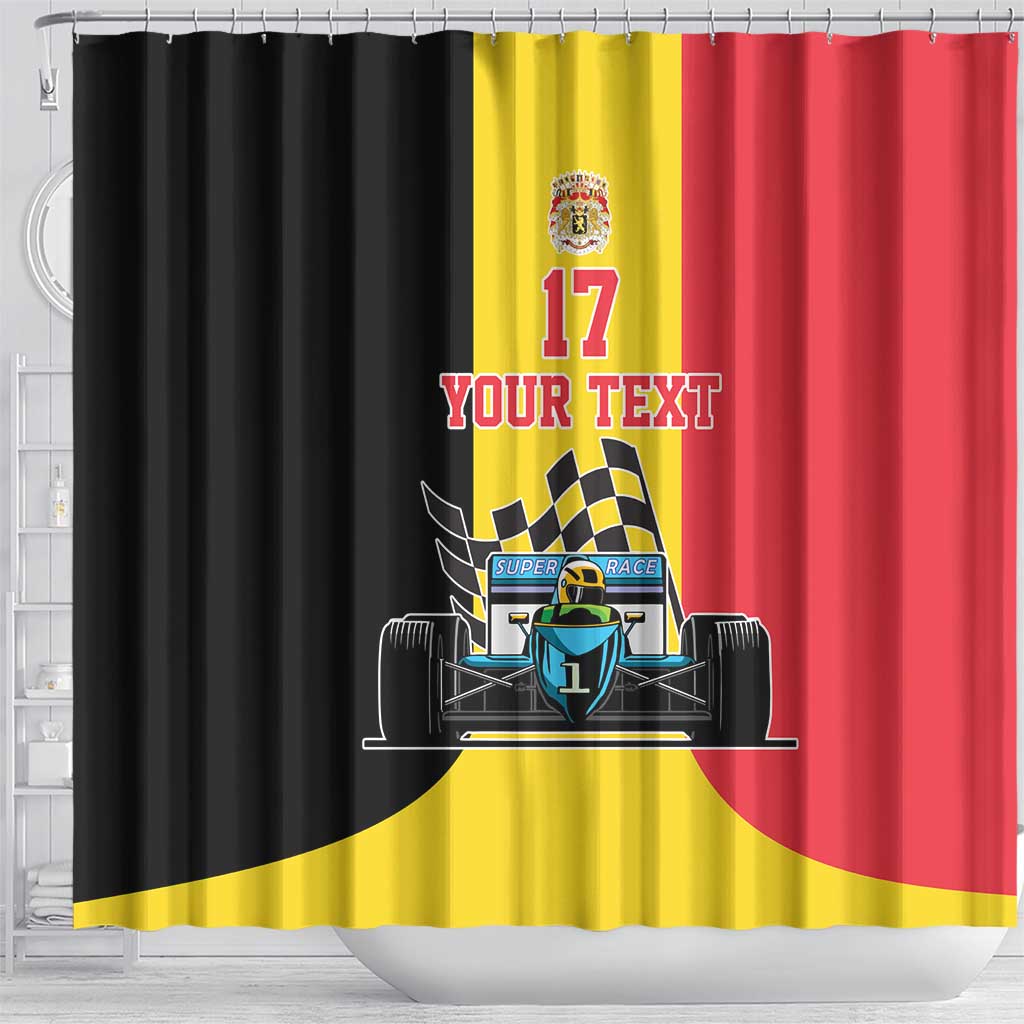 Custom Belgium Formula One Shower Curtain Motorsport with Flag F1 World Championship