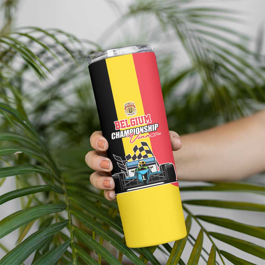 Custom Belgium Formula One Skinny Tumbler Motorsport with Flag F1 World Championship