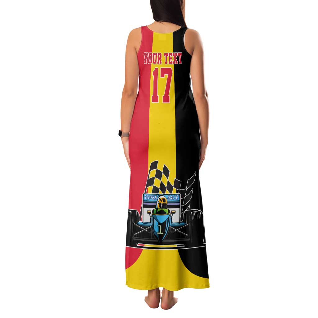 Custom Belgium Formula One Tank Maxi Dress Motorsport with Flag F1 World Championship