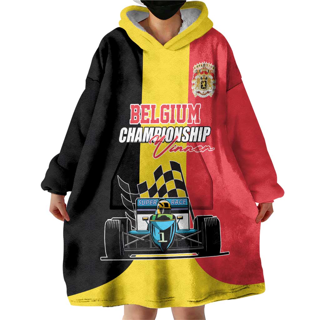 Custom Belgium Formula One Wearable Blanket Hoodie Motorsport with Flag F1 World Championship