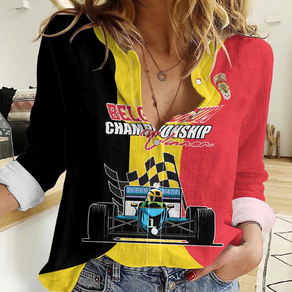 Custom Belgium Formula One Women Casual Shirt Motorsport with Flag F1 World Championship