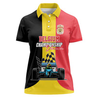 Custom Belgium Formula One Women Polo Shirt Motorsport with Flag F1 World Championship