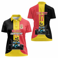Custom Belgium Formula One Women Polo Shirt Motorsport with Flag F1 World Championship