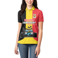 Custom Belgium Formula One Women Polo Shirt Motorsport with Flag F1 World Championship