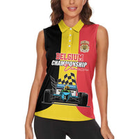 Custom Belgium Formula One Women Sleeveless Polo Shirt Motorsport with Flag F1 World Championship