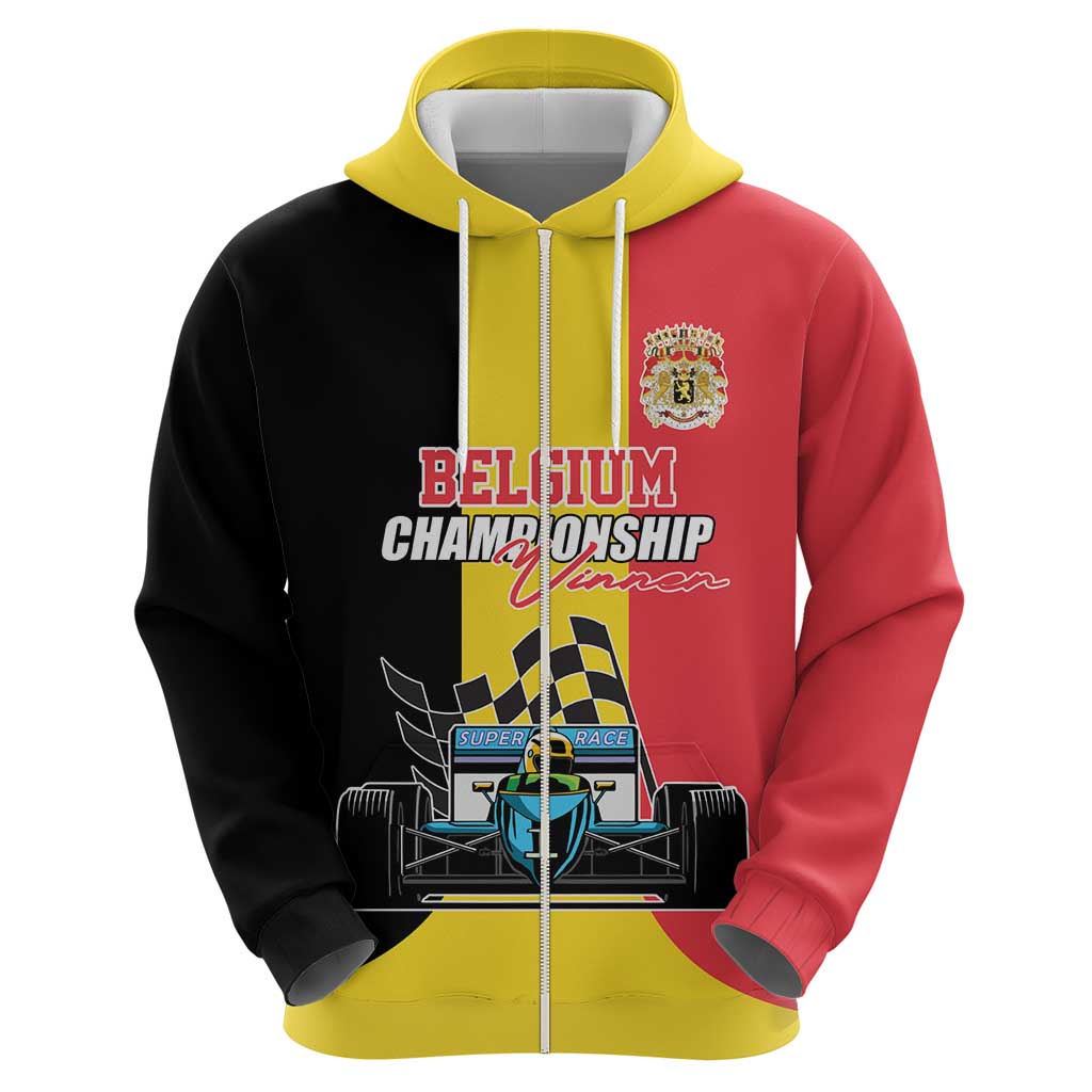 Custom Belgium Formula One Zip Hoodie Motorsport with Flag F1 World Championship