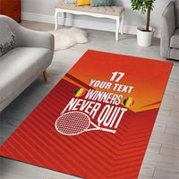 Custom Belgium Tennis Champions Area Rug Winners Never Quit with A Crowned Lion